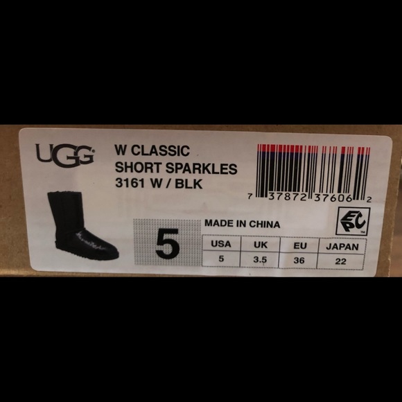 New Womens UGG sequin sparkle black boots Sz 5 winter ankle boots 👢sheepskin - Picture 2 of 8